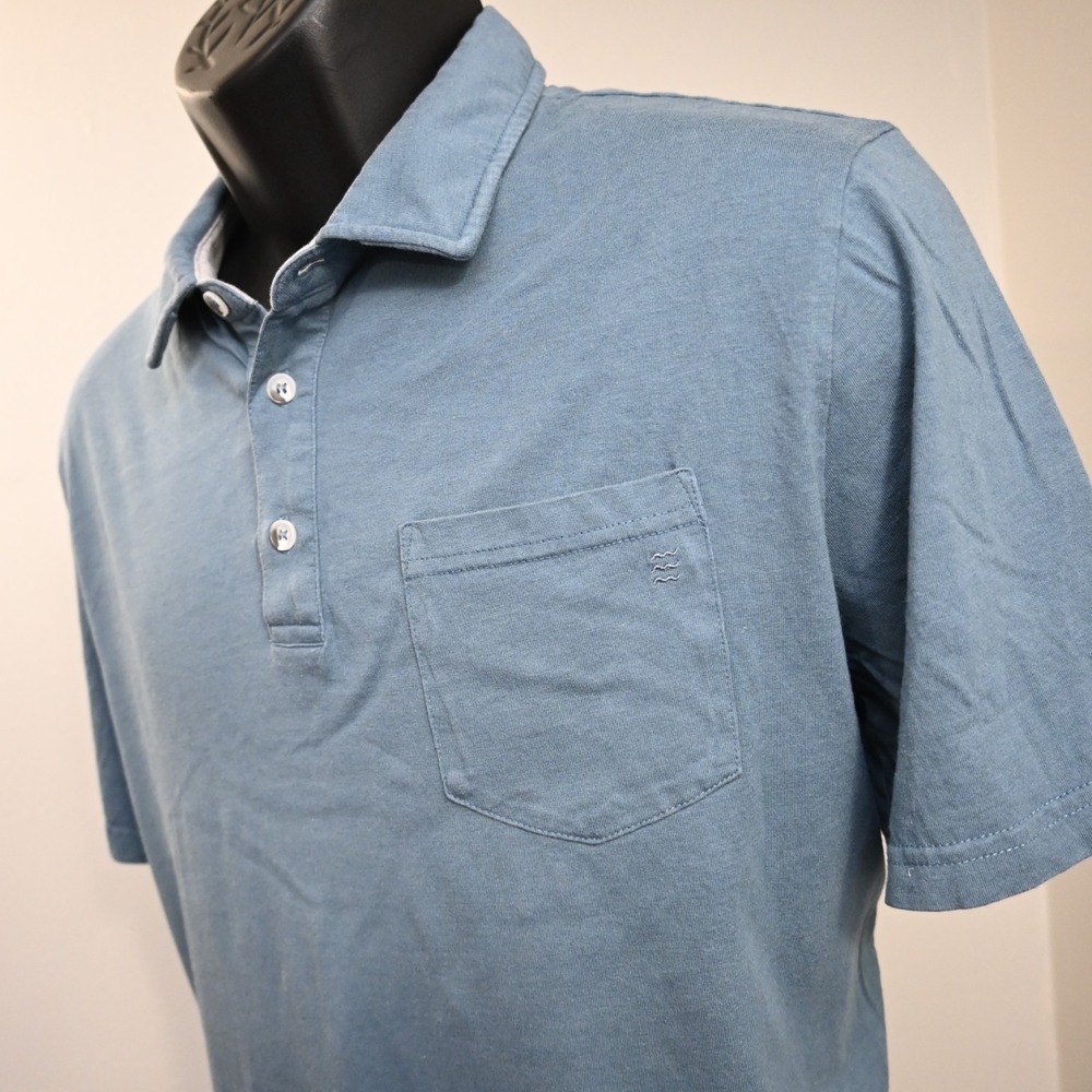 Free Fly Golf Polo Blue Bamboo Stretch Performance Short Sleeve Mens Size Large